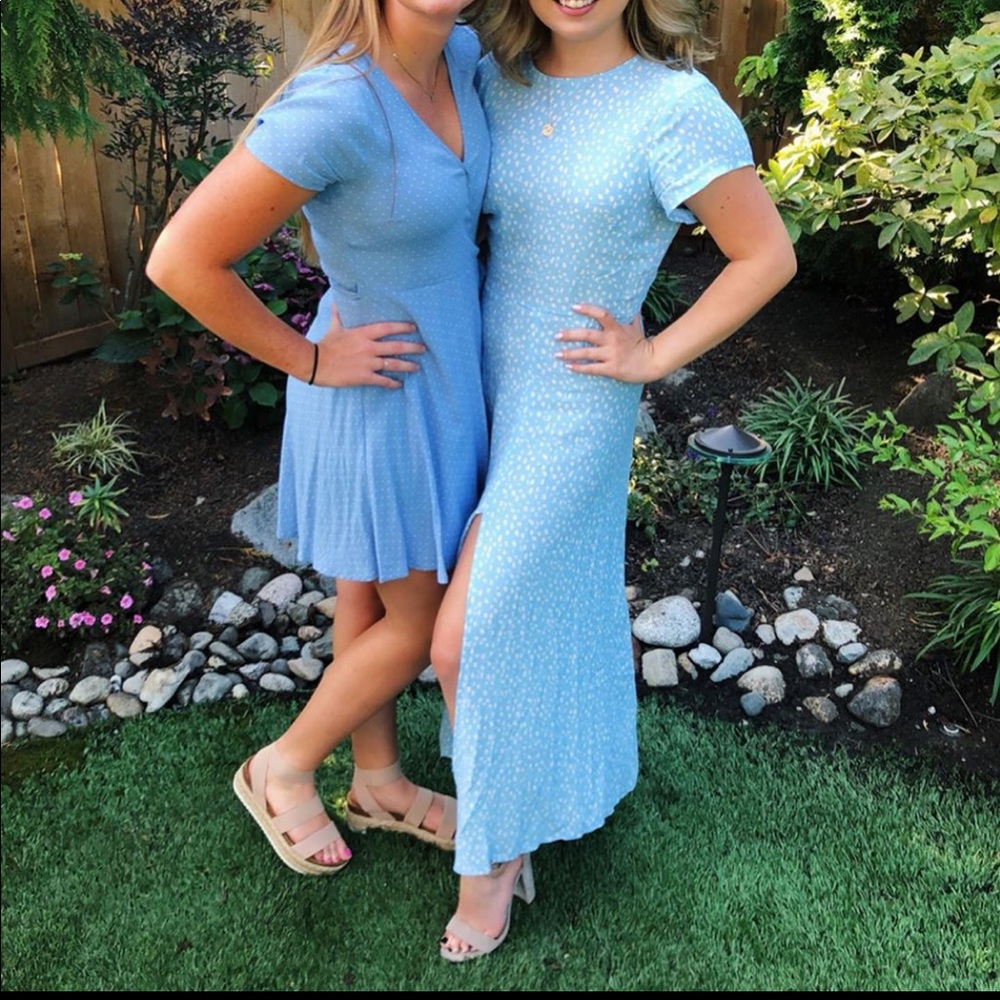 Urban outfitters blue midi maxi dress slit